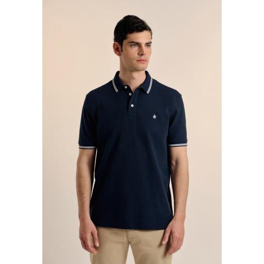 Polo Valecuatro doble franja clásico azul marino