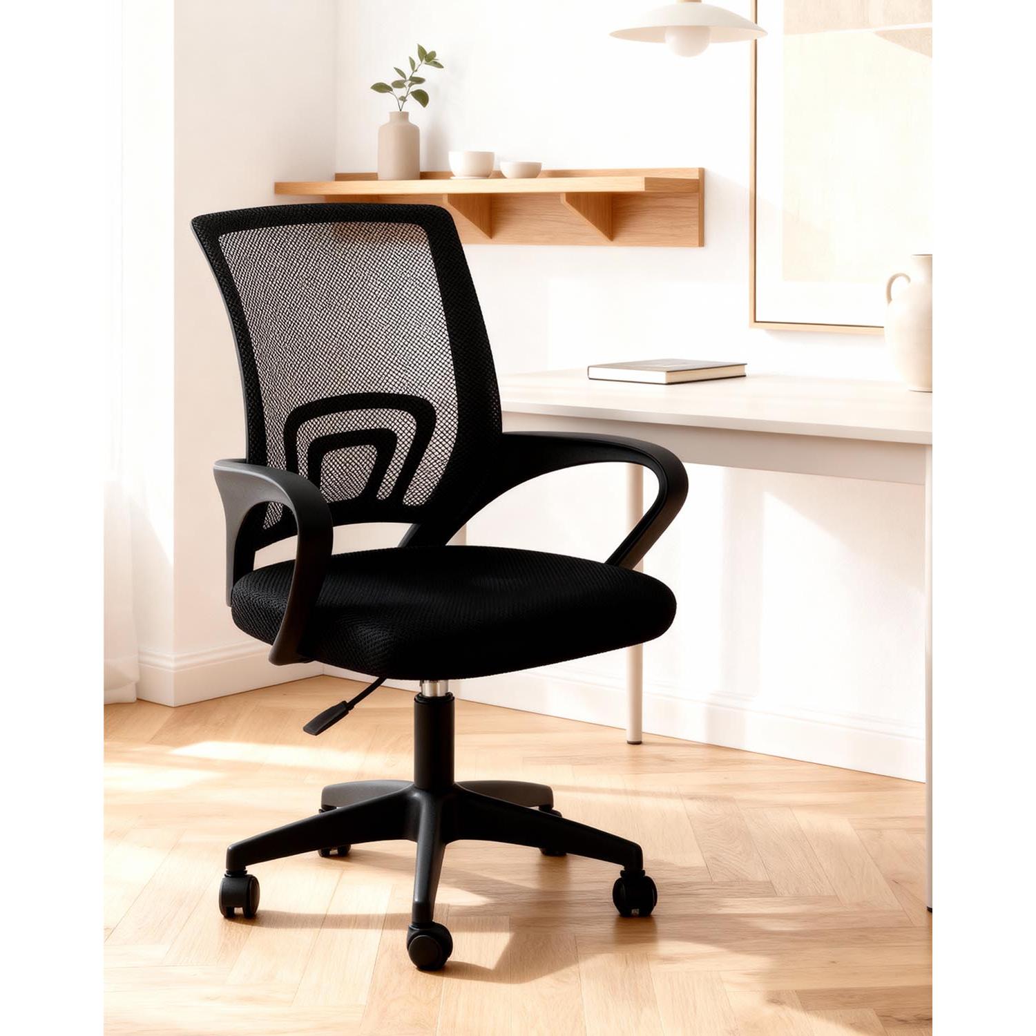 Silla de escritorio reva negro para hogar moderno mueble de almacenaje  - Homekit