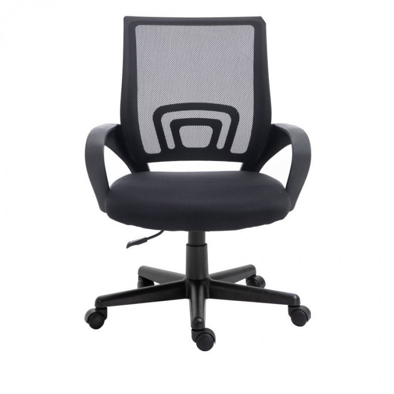 Equip Ergonomic Office Chair with Black Mesh Back and Seat, 360° Swivel, 5 Nylon Wheels, Ideal for Home Office or Workspace, Adjustable Armrests, Comfort Design for Daily Use.