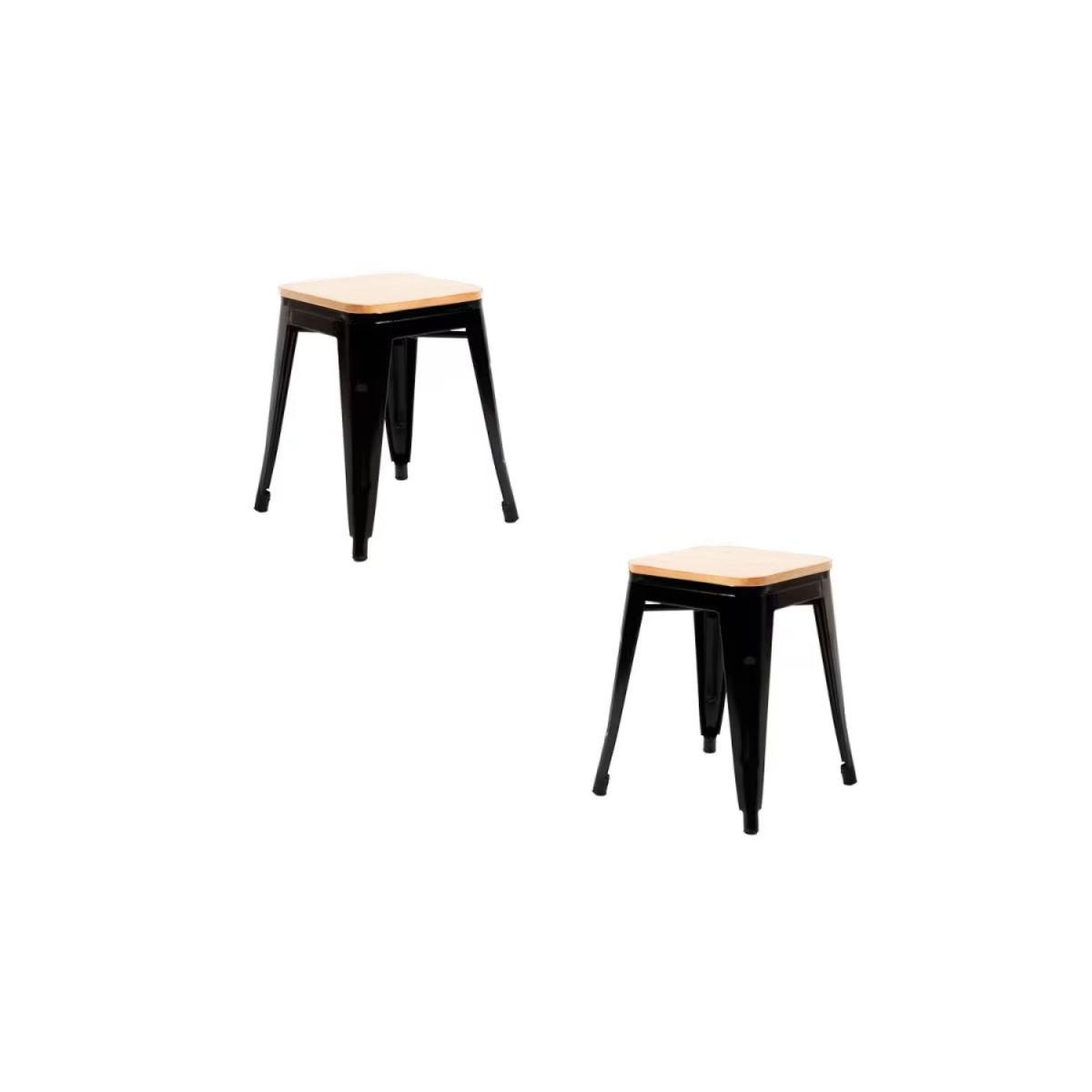 Regalos Miguel - Packs Taburetes Pequeños - Pack 2 Taburetes Torix Pequeños Madera Natural - Negro