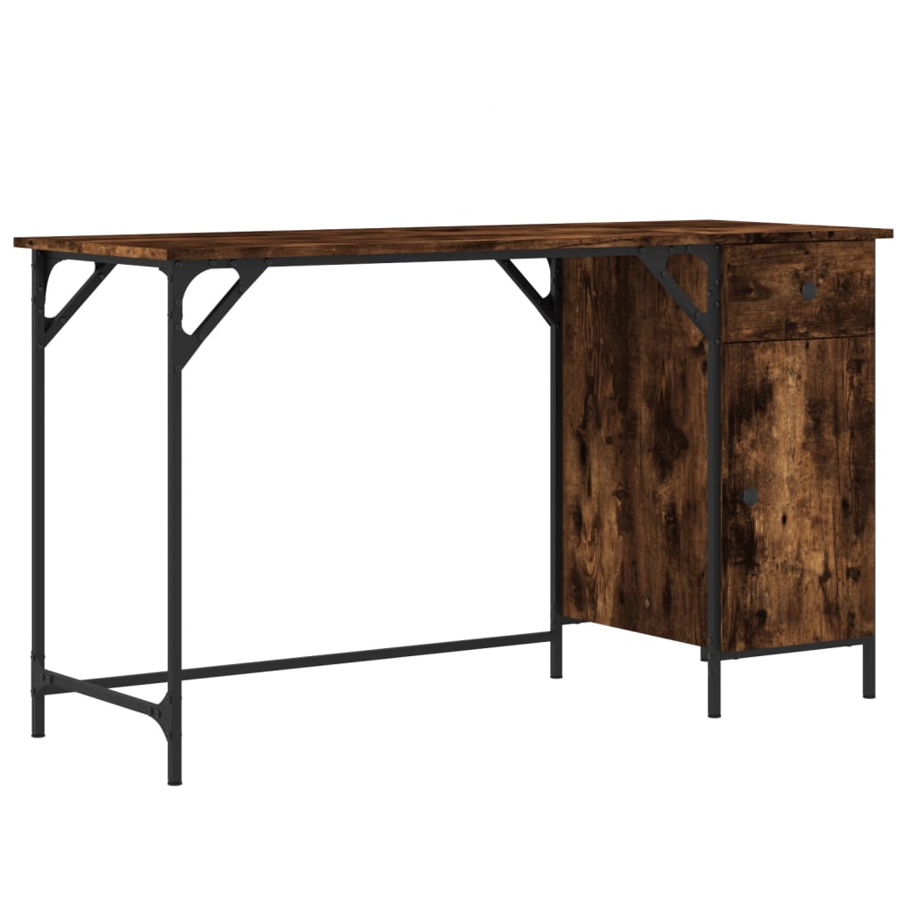 vidaXL Escritorio ordenador madera ingeniería roble humo 131x48x75 cm