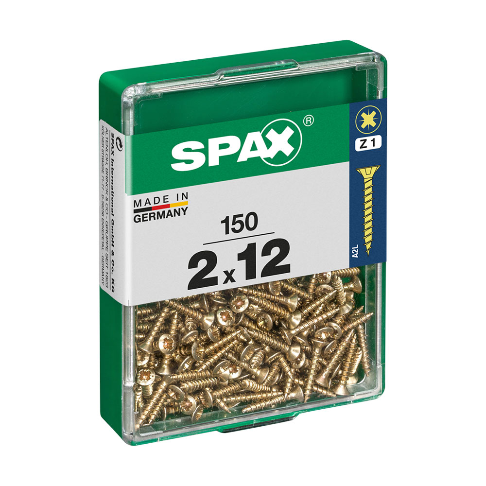 Caja 150 uds. tornillo madera spax cab. plana yellox 2,0x12mm spax