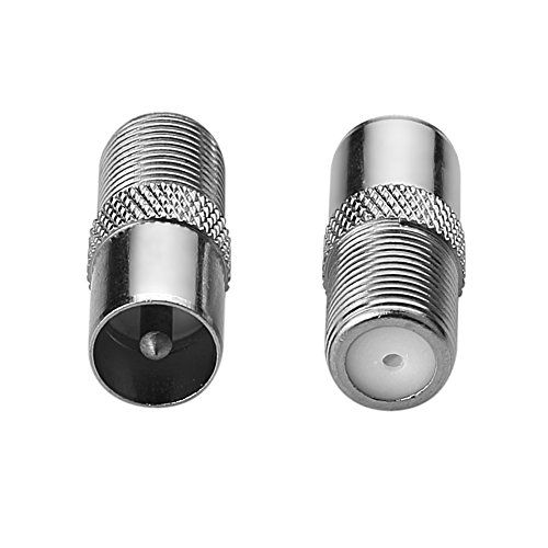 CABLEPELADO Adaptador de Antena Hembra a Macho | Adaptador de Tipo F Hembra a TV coaxial Macho | Conector satélite Antena Macho Hembra | Apto para TV Ariel BK LED 4K 3D UHD TV (Recto)