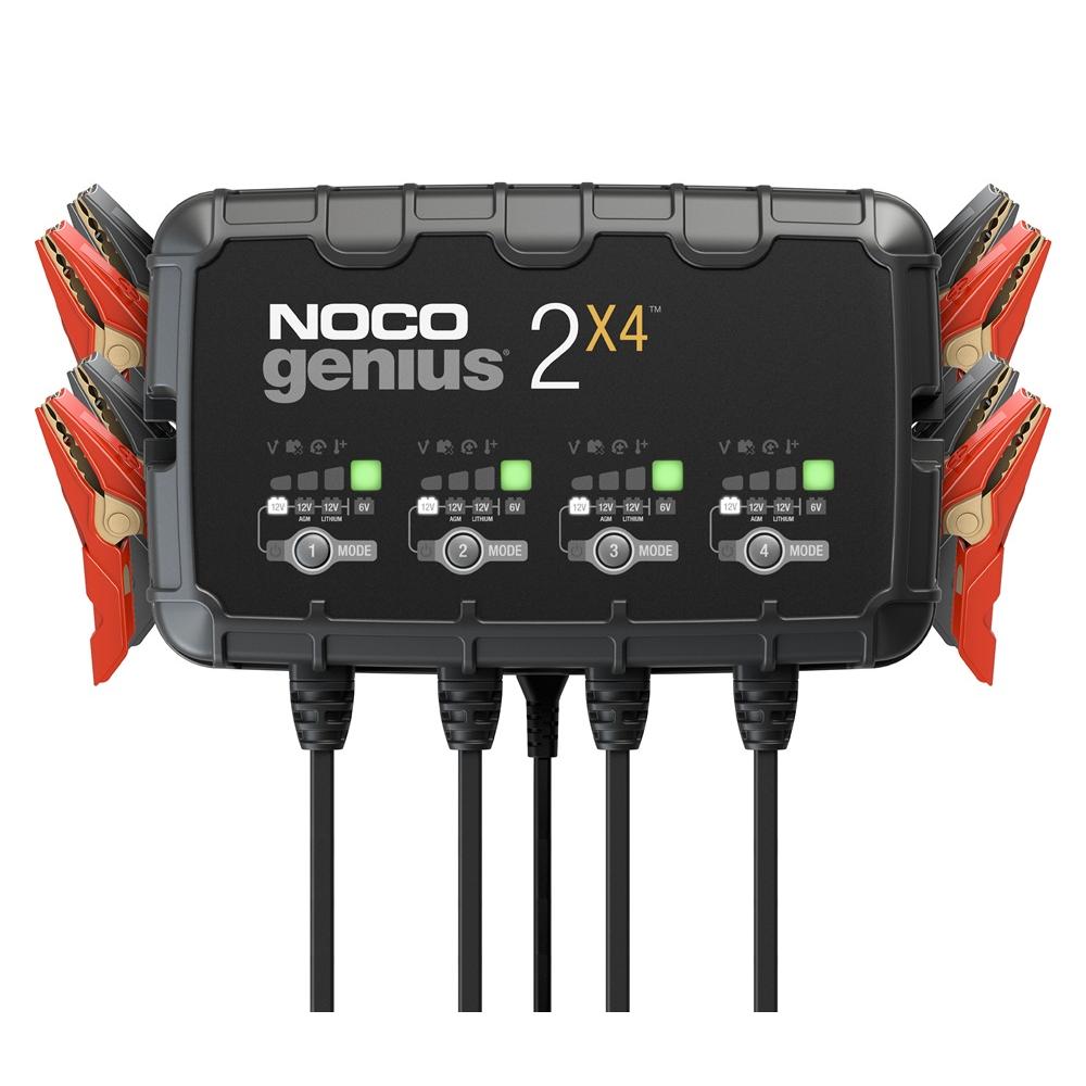 NOCO GENIUS2X4: Cargador 4-Banco 8A (2A/Banco), 6V y 12V, Mantenedor y Desulfatador para Baterías de Plomo-Ácido y Litio