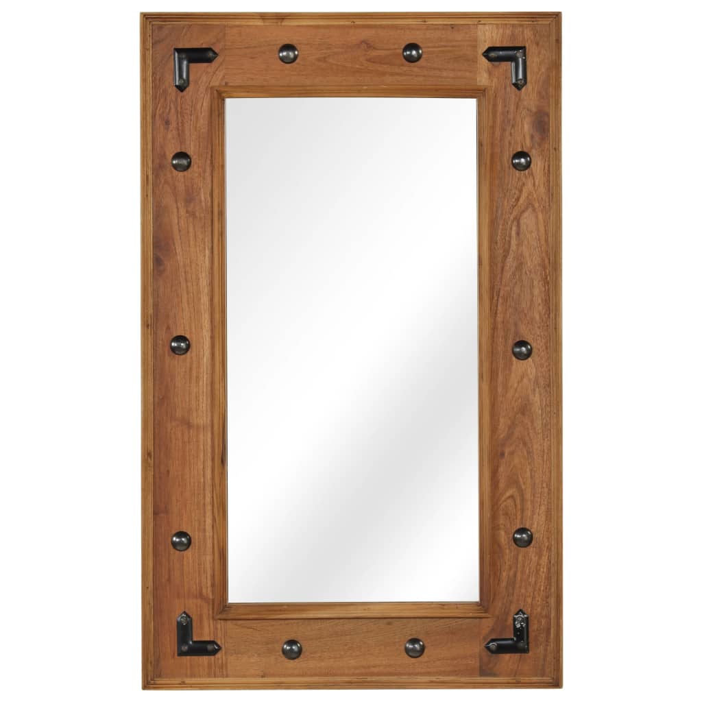 vidaXL Espejo de Madera Maciza de Acacia Decoración de Hogar Interior Dimensiones 50 x 50 cm, 50 x 80 cm