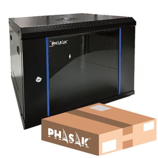Rack Mural 19" Phasak Eco 12U 542x450 Desmontado, ideal para servidores y telecomunicaciones, diseño compacto, resistente, fácil montaje y ventilación eficiente
