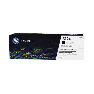 HP - Cartucho de tóner original CF380A (312A negro) para impresoras láser HP, rendimiento 2280 páginas, fabricado con 17% material reciclado