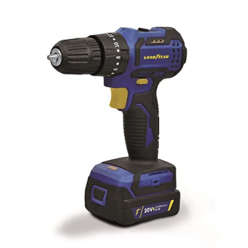Goodyear - Taladro Percutor a Batería 20 V 2.000mAh. Inalámbrico