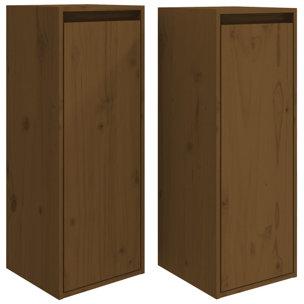 vidaXL Armario de pared 2 uds madera de pino marrón miel 30x30x80 cm