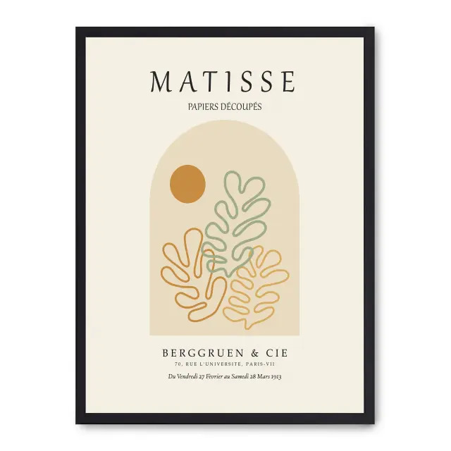 Cuadro matisse art print vi 30x40cm, Póster impreso en papel de primera calidad de 180gr, montado sobre marco de madera MDF acabado en negro., Arte - Pintores famosos - Matisse