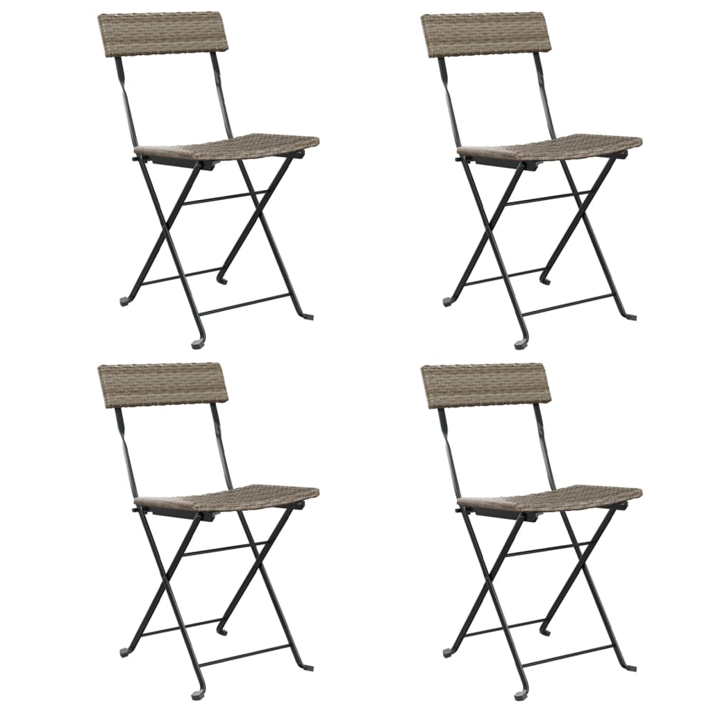 vidaXL Sillas cafetería plegables 4 uds acero y ratán sintético gris