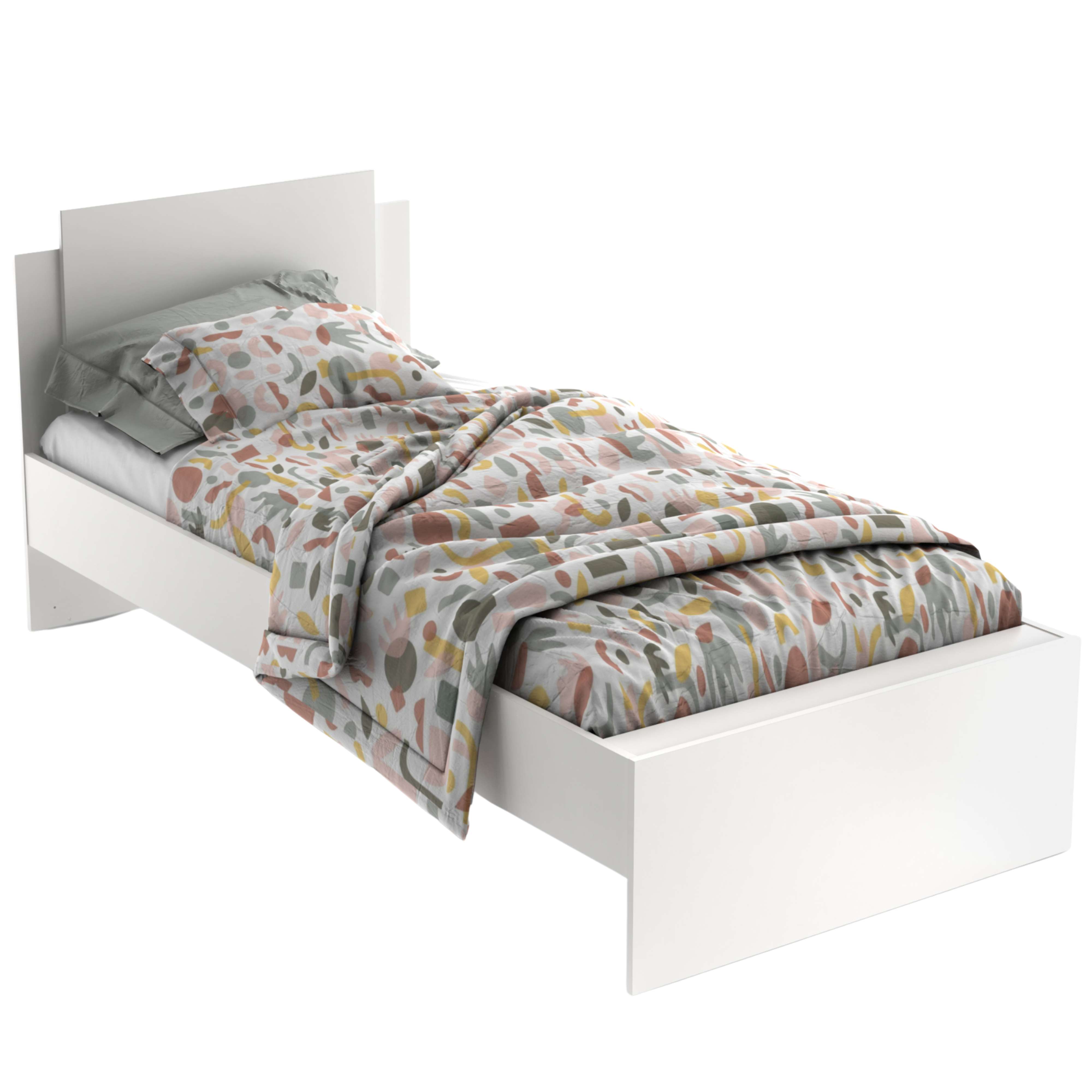 Miroytengo Cama Juvenil Life en color blanco mate Estilo nórdico 90x190-200