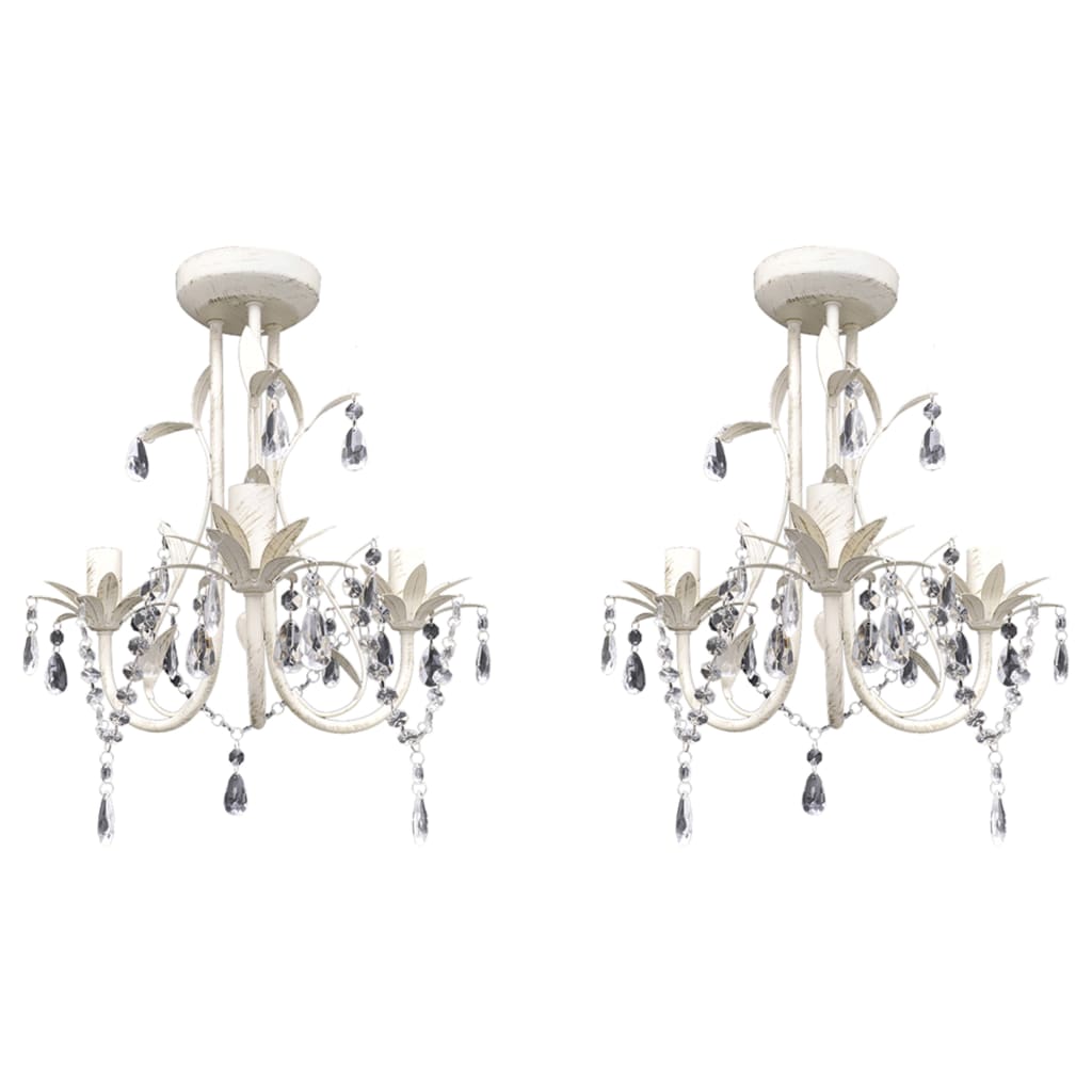 vidaXL Lámpara de Techo Colgante Araña de Cristal Elegante Blanco Iluminación Cantidad 1 unidad, 2 unidades, 4 unidades