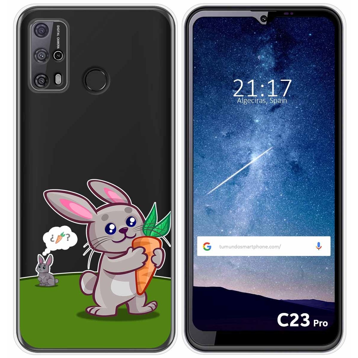 Funda Silicona Transparente para Oukitel C23 Pro diseño Conejo Dibujos