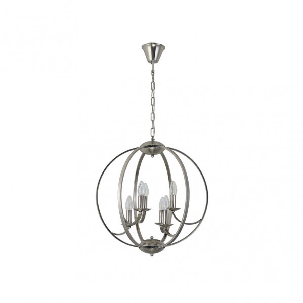 Colgante de 6 luces modelo NARCISO niquel FABRILAMP
