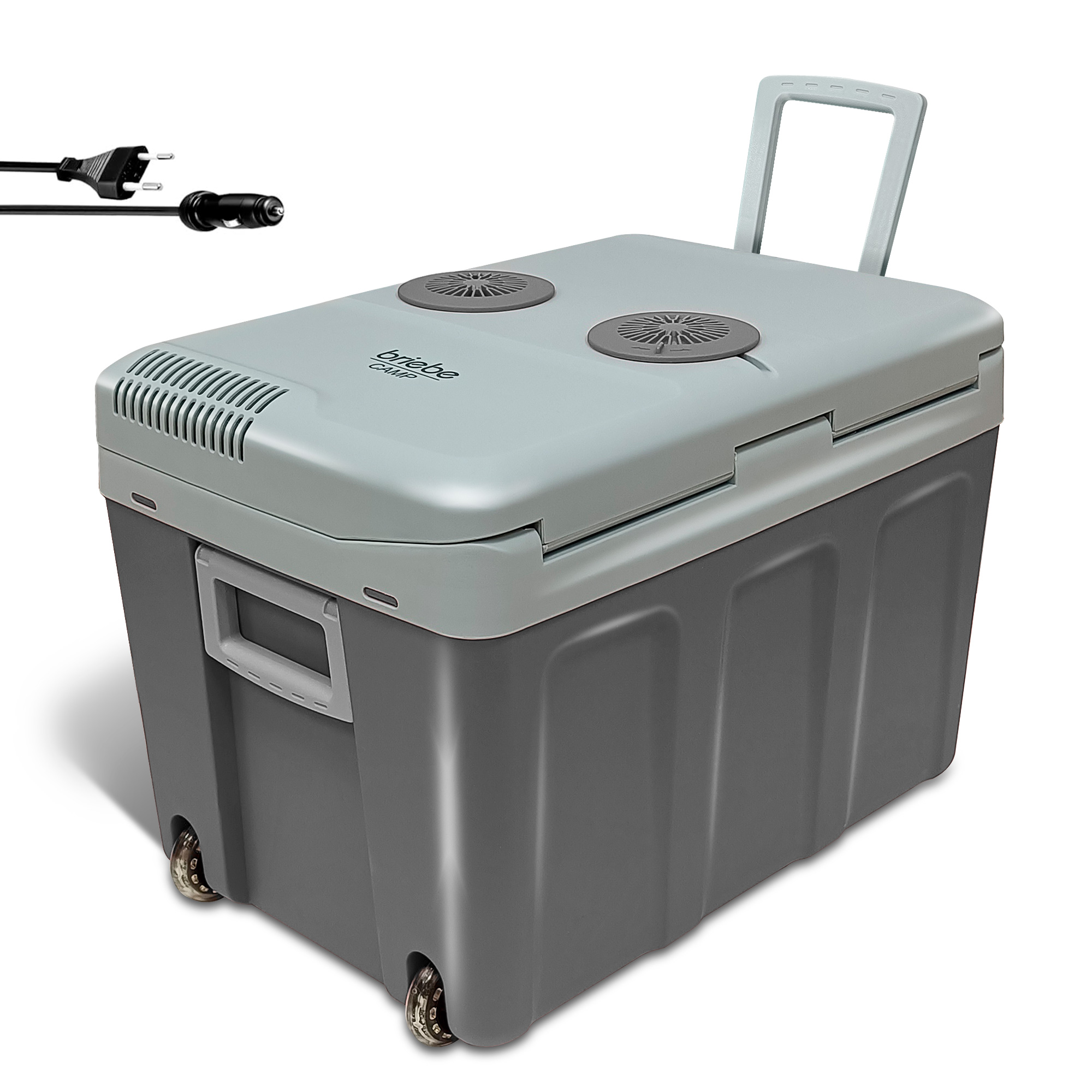 Briebe CF1155 Nevera Portátil Eléctrica de Viaje, Coche, Camping, 40 L, Conexión 12V y 220V, Enfría y Calienta, 58 W, Gris