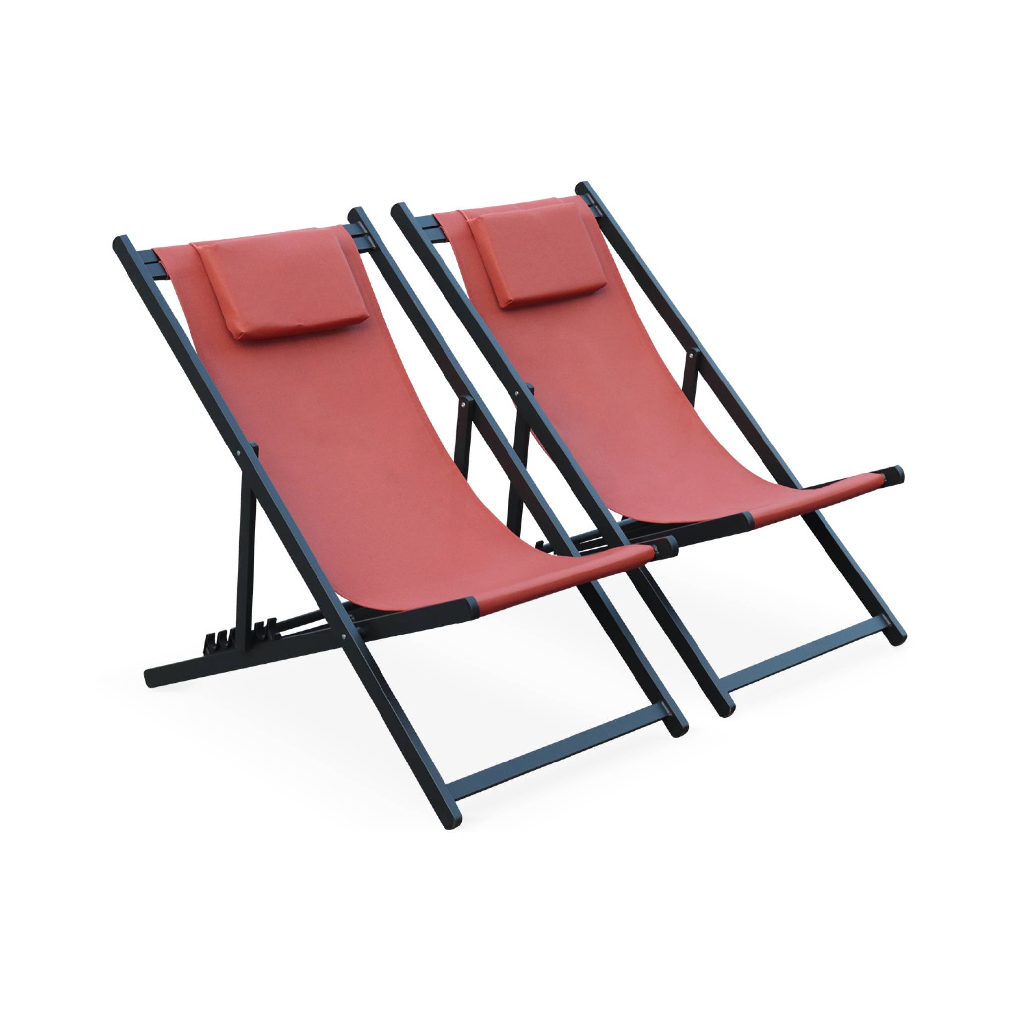 sweeek - Tumbona de aluminio multi posiciones, set de 2, Gaia, Verde, 99x88.5x58 cm