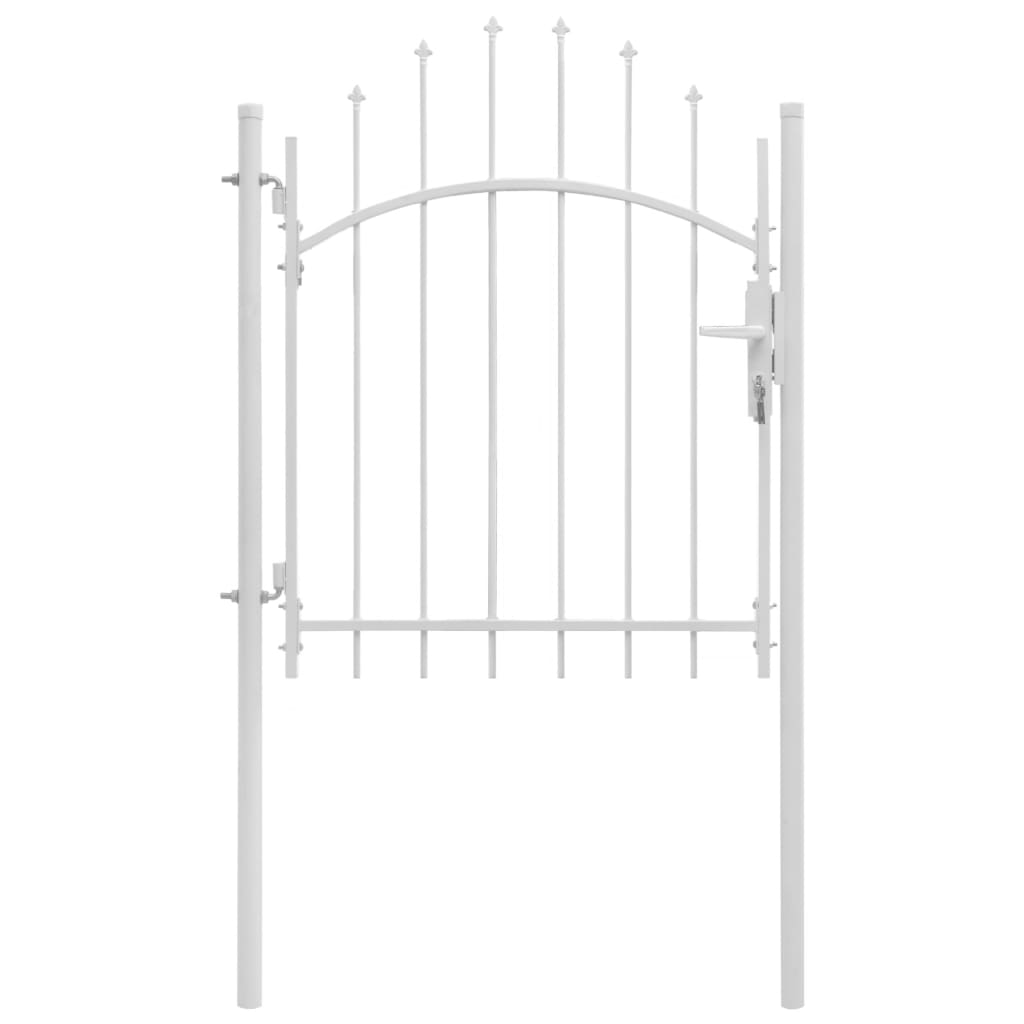 vidaXL Puerta de Jardín con Arco Superior 1x1.75m Acero Vallas Entradas Color Blanco,  Negro, y mas