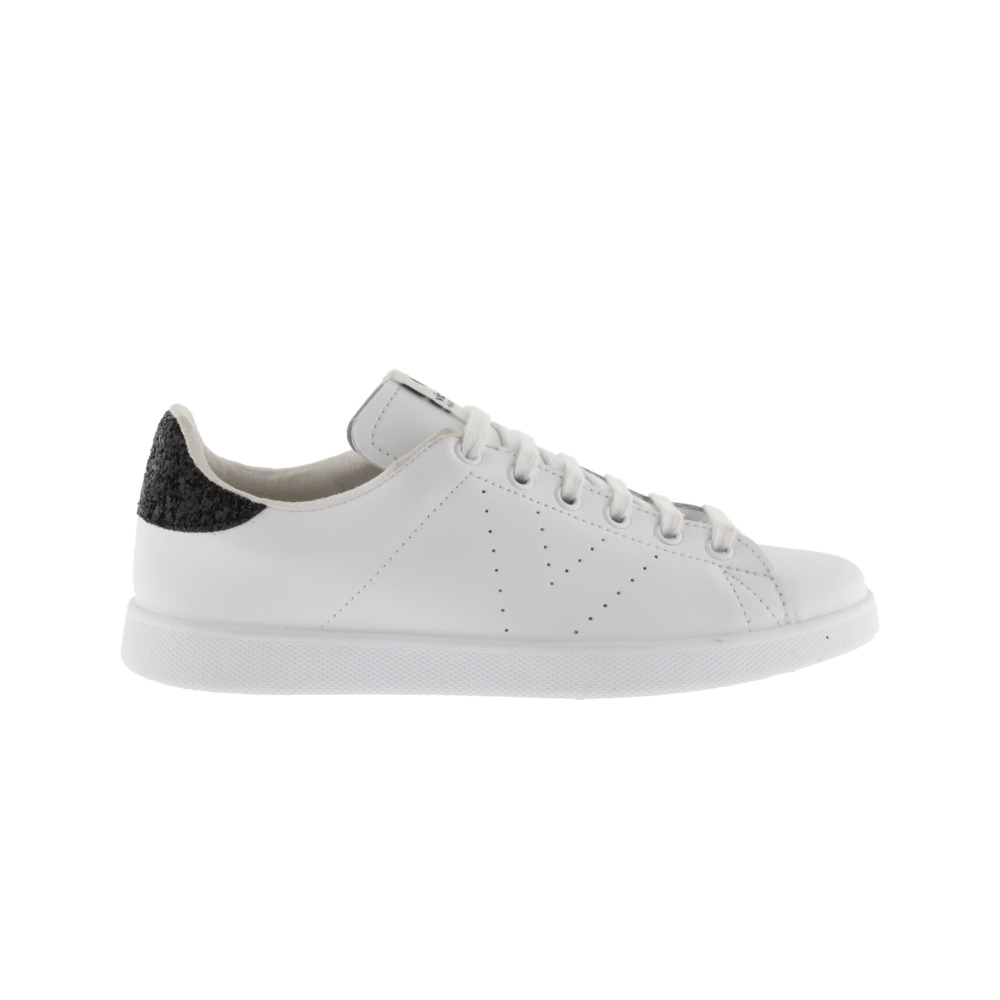 Victoria Tenis Zapatillas de piel con pieza trasera de glitter y logotipo perforado 1125104