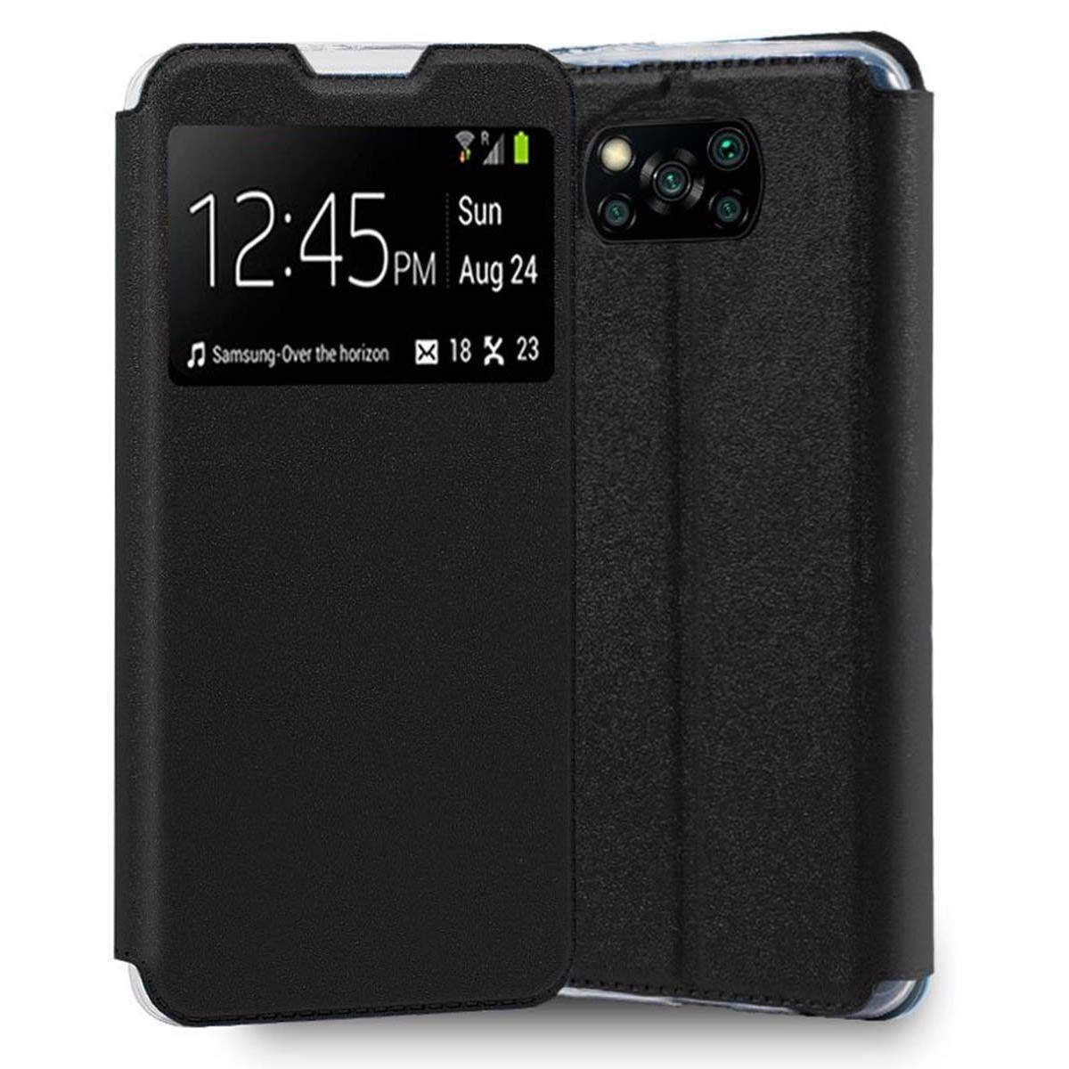 Tumundosmartphone Funda Libro Soporte con Ventana para Xiaomi POCO X3 NFC / X3 PRO color Negra