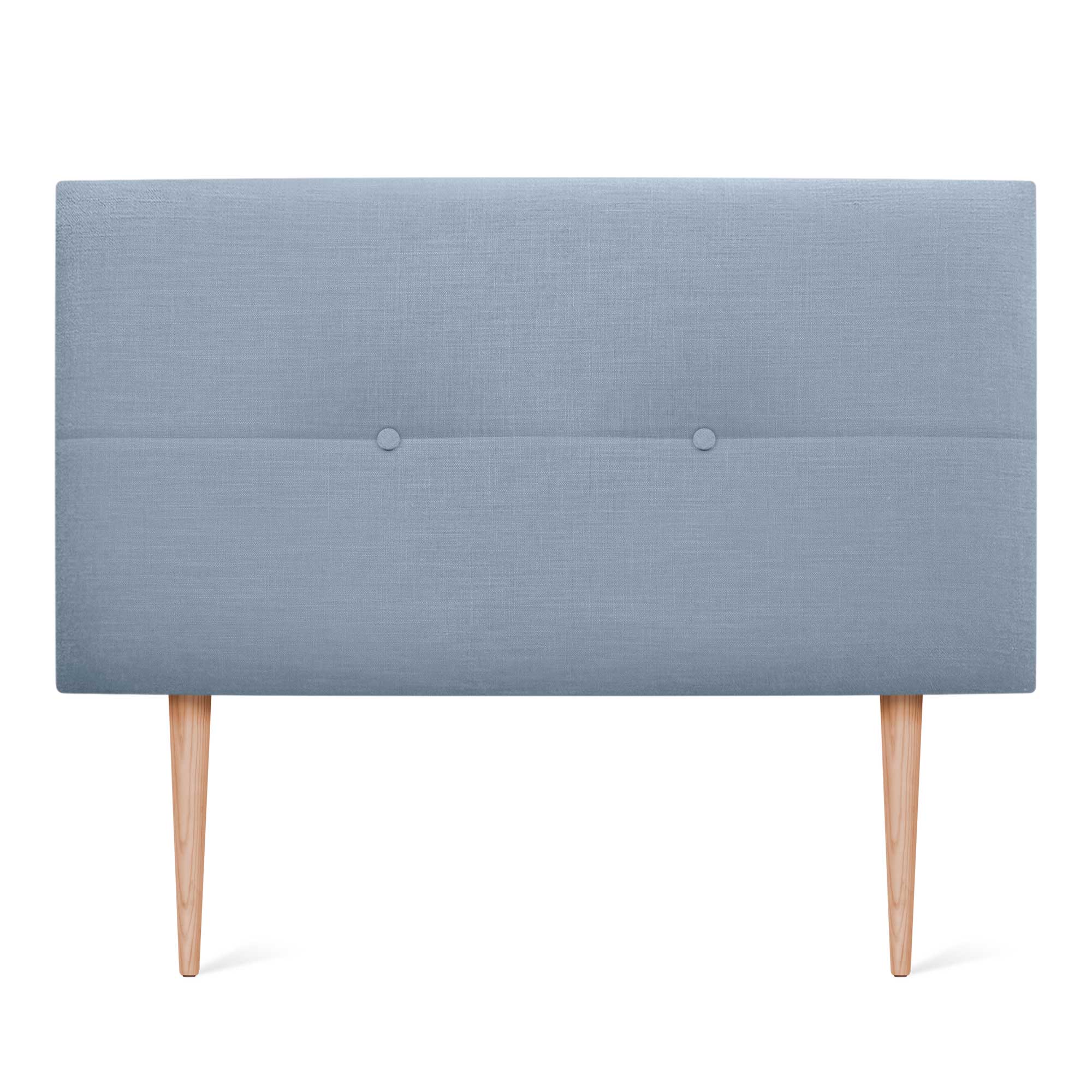 DHOME Cabecero de Lino Natural con Botones y Patas de Madera Cabezal Tapizado Cama Dormitorio Moderno