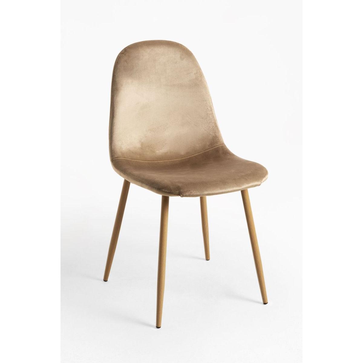Regalos Miguel - Packs Sillas Comedor - Pack 4 Sillas Teok Terciopelo - Marrón claro