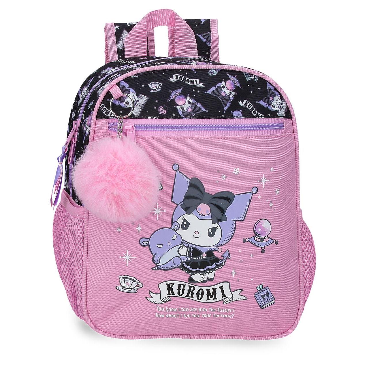 Mochila escolar adaptable a carro Kuromi Fortune Telling 23x28x10cm Rosa