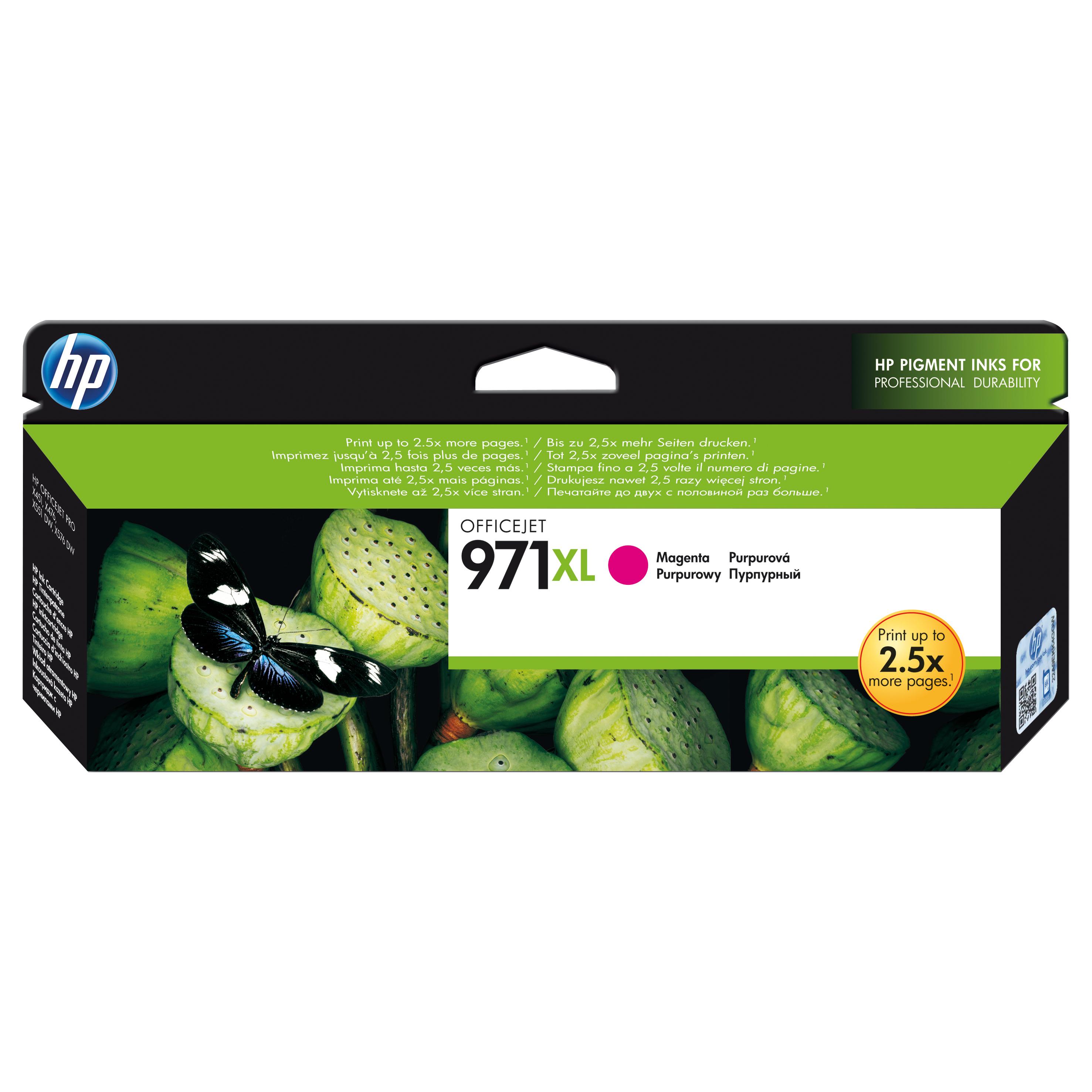 Cartucho de tinta original HP 971XL de alta capacidad magenta