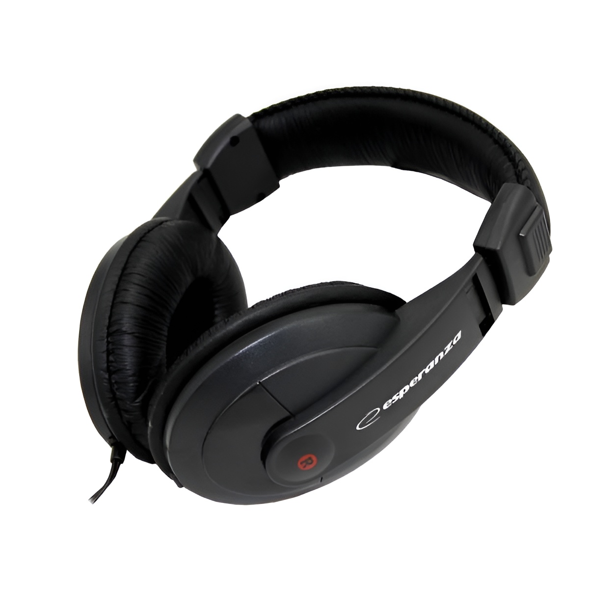 Esperanza EH120 Black Circumaural Headband Headphones - Wired, 2m Cable, 3.5mm & 6.3mm Audio Adapters, Ideal for Music and Gaming, Comfortable Design