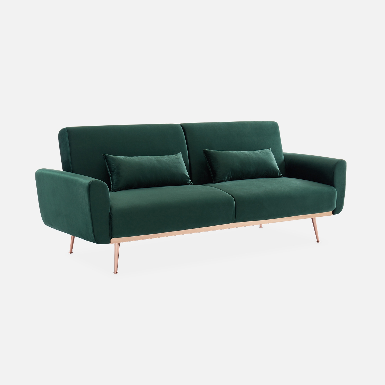 sweeek - Sofá cama de terciopelo, 3 plazas , Oskar terciopelo , 85x206x84