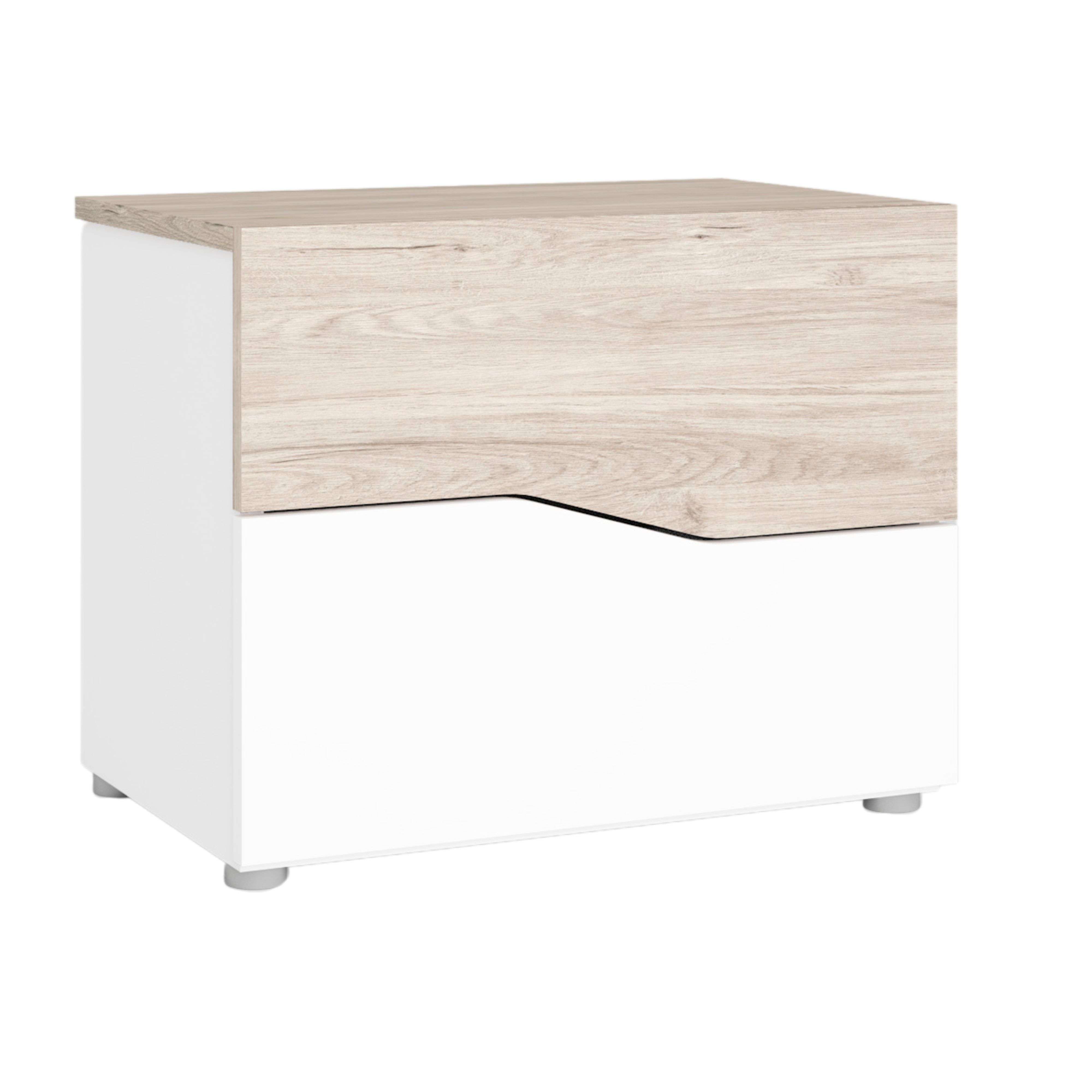 Miroytengo Mesita de Noche 2 Cajones, Mesilla Noche Cannes Blanco Mate y Sahara 54x42x35 cm