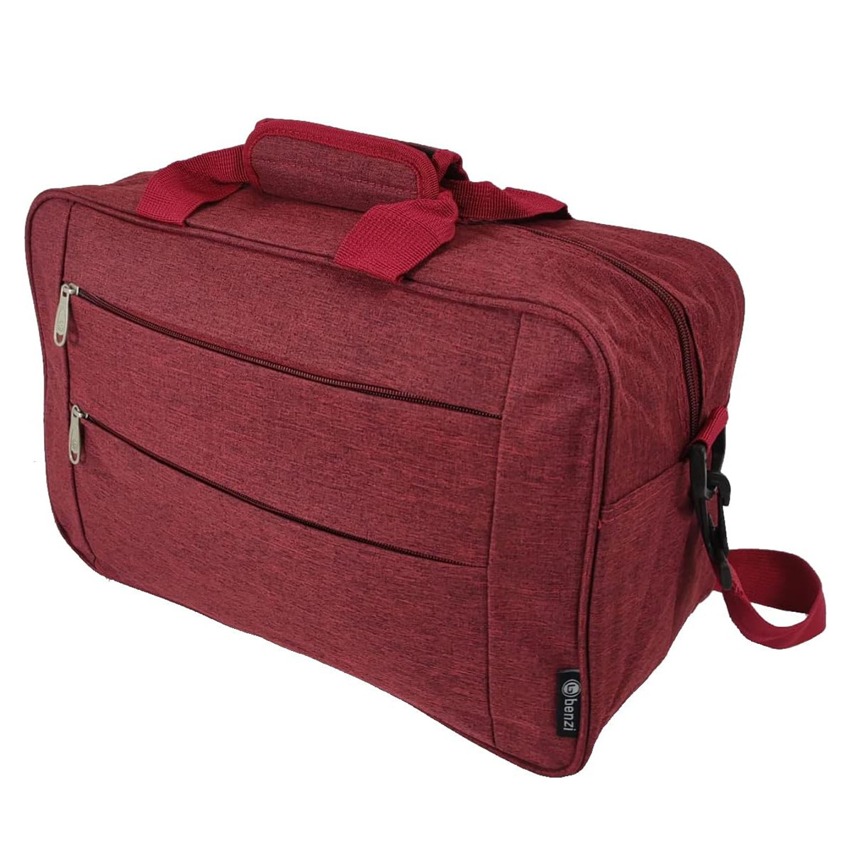 Benzi BZ5496 Bolsa de Viaje 20L, Apta para Ryanair y Vueling, 40×25×20 Cm, 3 Compartimentos, Correa Ajustable, Poliéster Ligero, Rojo