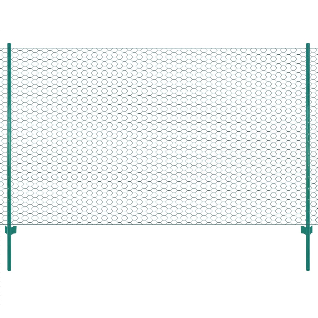 Vidaxl Valla de Malla Alambre con Postes Acero Verde 25 M X 0.5 M - Múltiples Usos