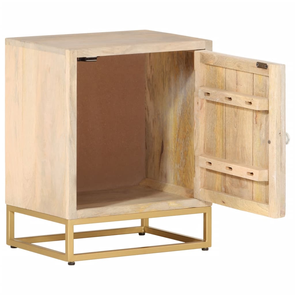 Vidaxl Mesita de Noche Madera Maciza de Mango y Hierro 40x30x50 Cm - Moderno Mesa Auxiliar