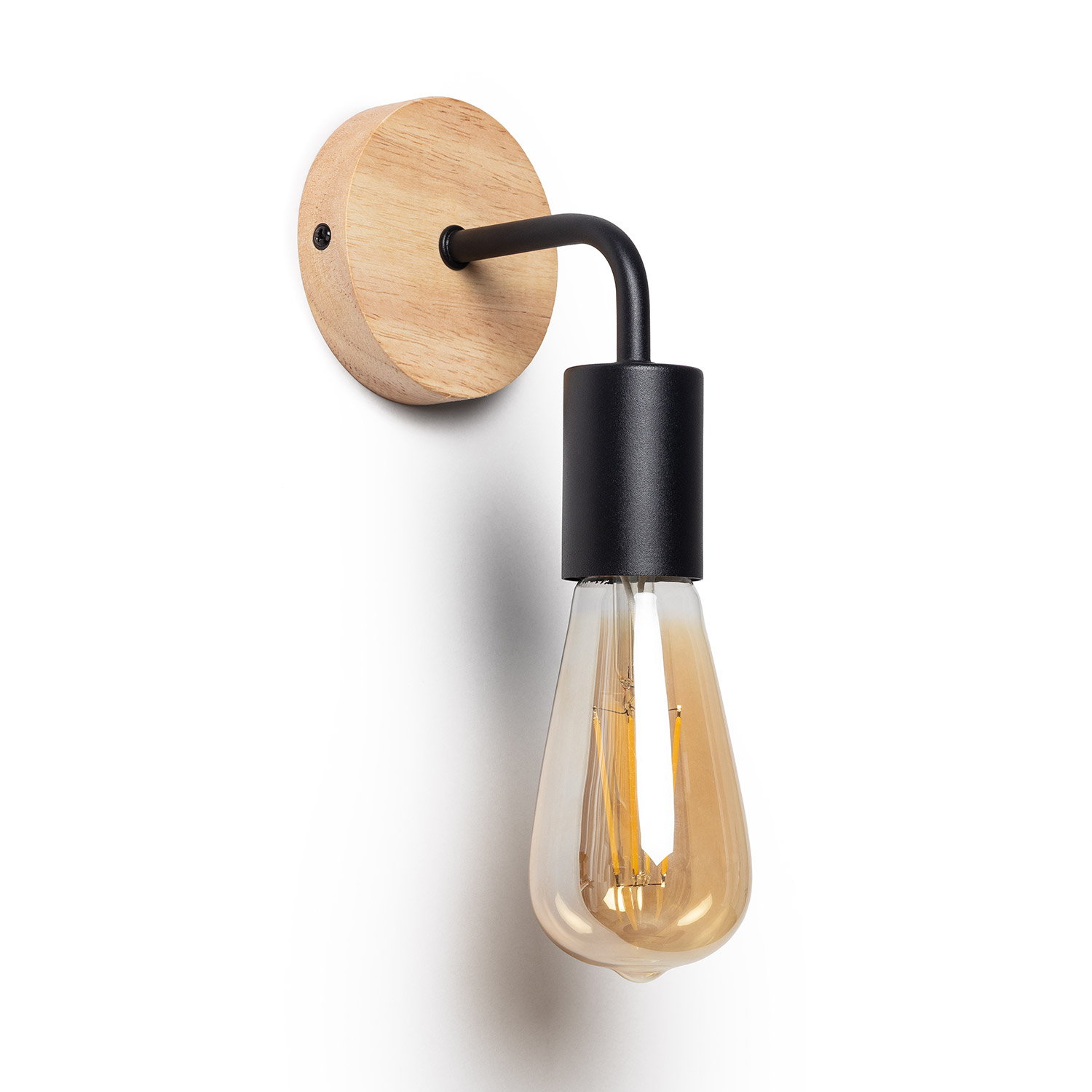 Ledkia Lámpara de Pared de Madera y Metal Jedali Blanco