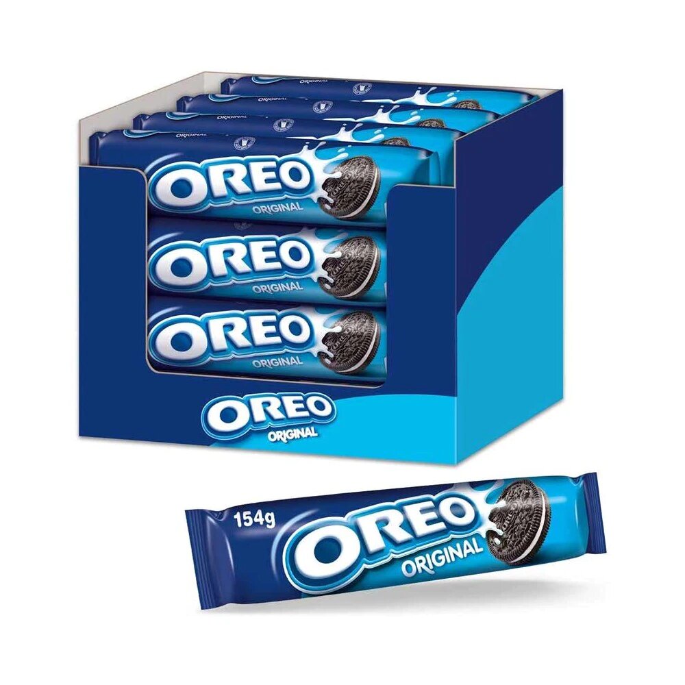 Galletas OREO Rodillo en caja de 16 ud de 154 gr - Oreo Original, Golden, Brownie, Doble Crema, Remix Caramelo, Remix Frambuesa - Descubre toda la gama de Oreo en paquetes individuales de 154 gr