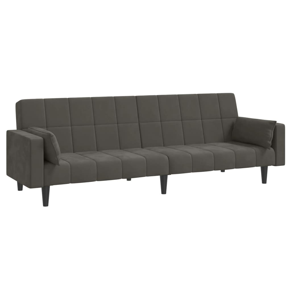 vidaXL Sofá cama de 2 plazas con dos almohadas terciopelo gris oscuro