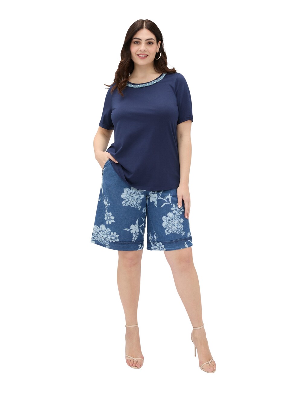 Fiorella Rubino - Camiseta de algodón con aplicación en el escote