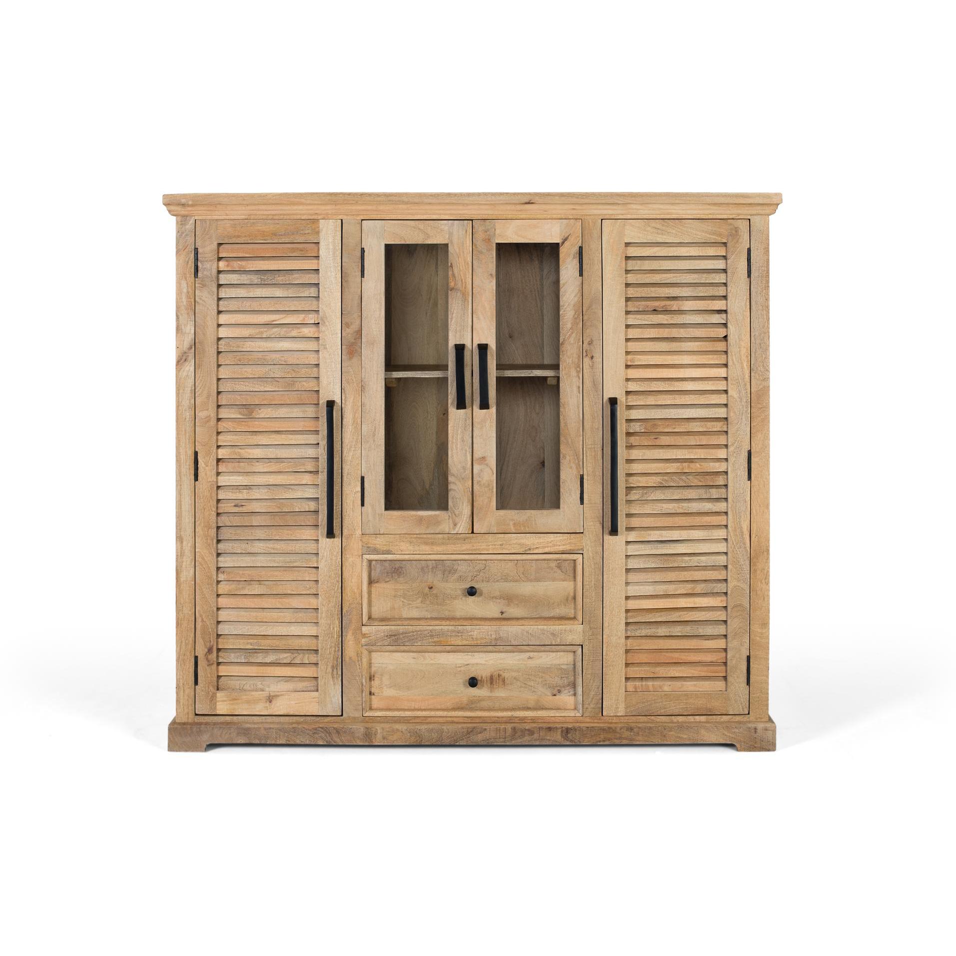 Alacena fabricada en madera maciza de mango con dos puertas centrales142X160X45