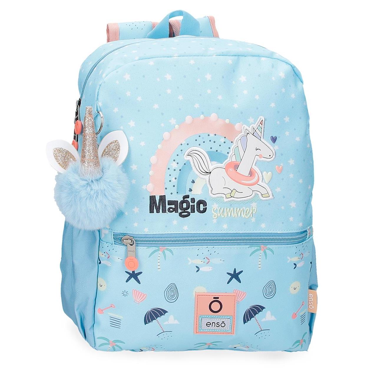 Mochila de paseo Enso Magic summer azul claro 32 cm adaptable a carro