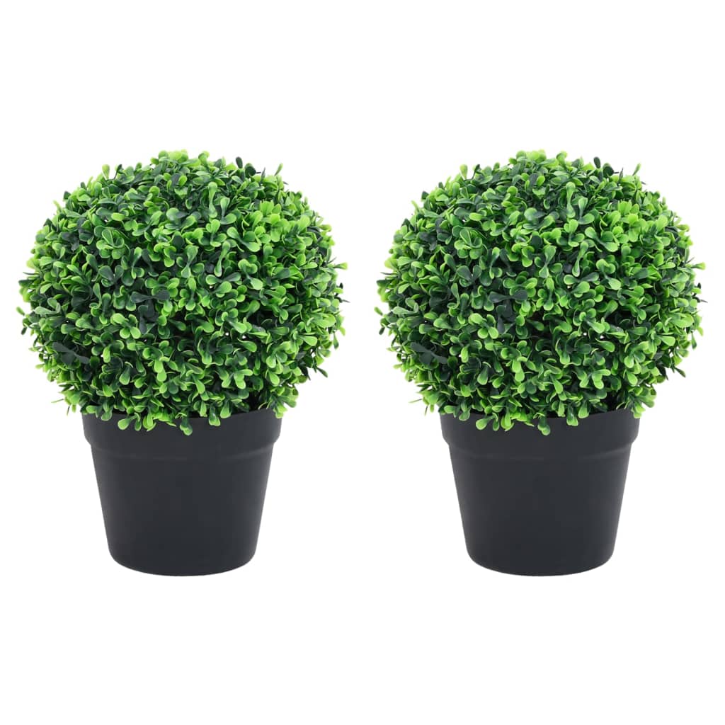 vidaXL Plantas de boj artificial 2 uds forma bola maceta verde 37 cm