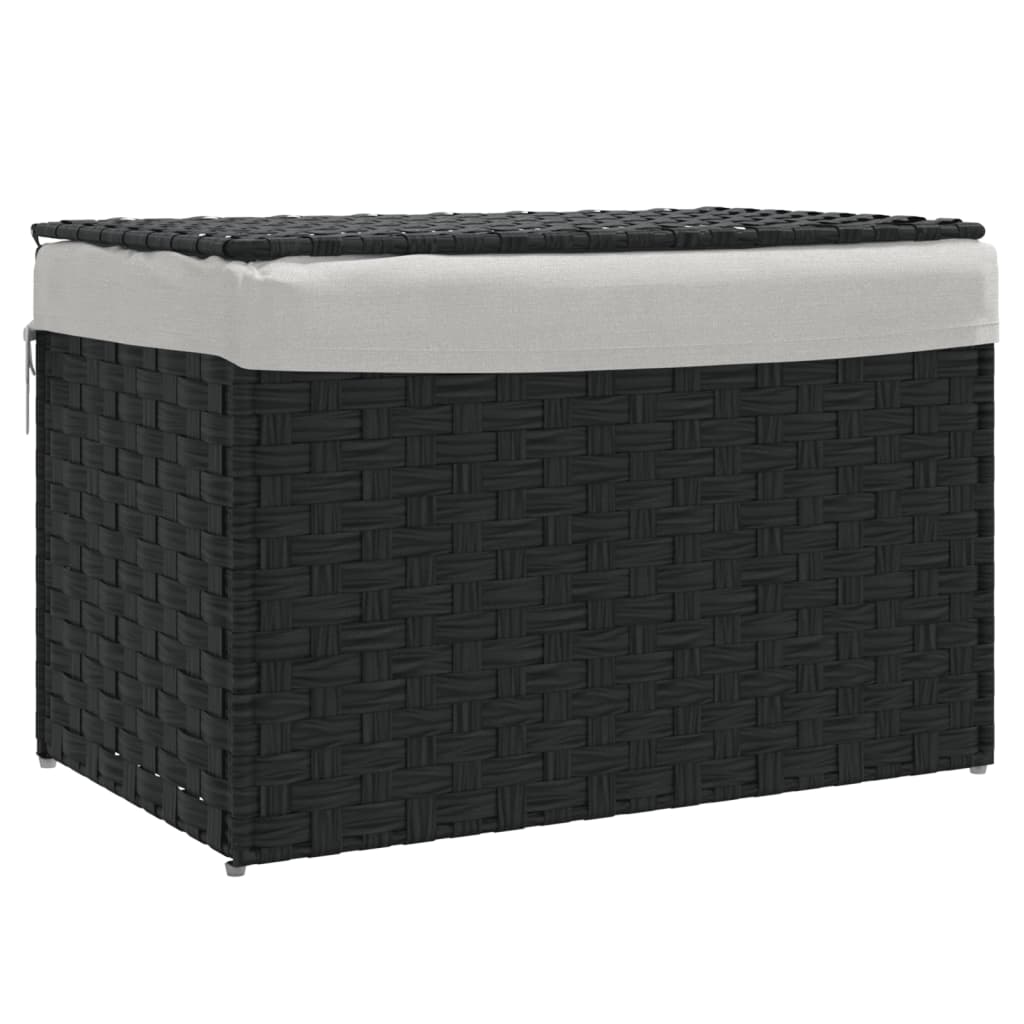 vidaXL Cesto de ropa sucia con tapa ratán sintético 55,5x35x34cm en color Negro/Gris