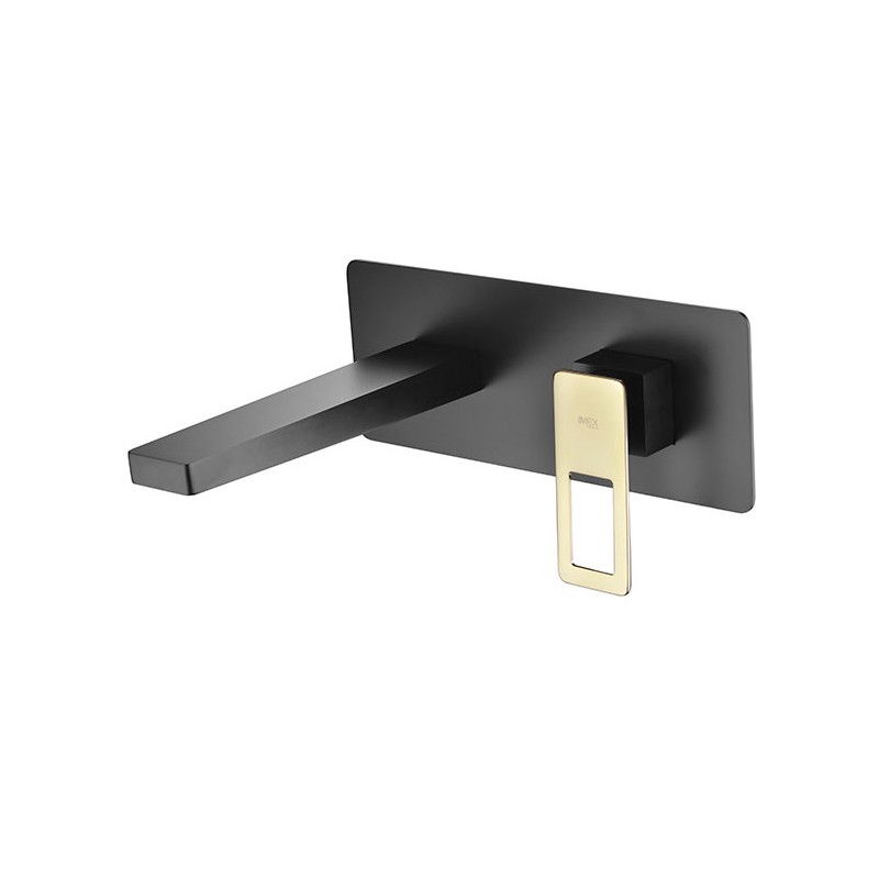 Imex Suecia BDC032-4NGOLD grifo de lavabo monomando empotrado a pared negro mate y oro