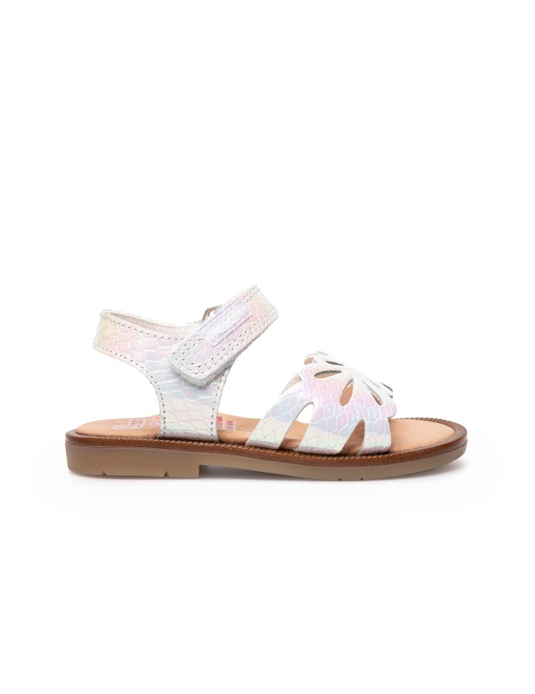 Sandalias Pablosky Mary 071100 piel velcro niña Blanco Iris
