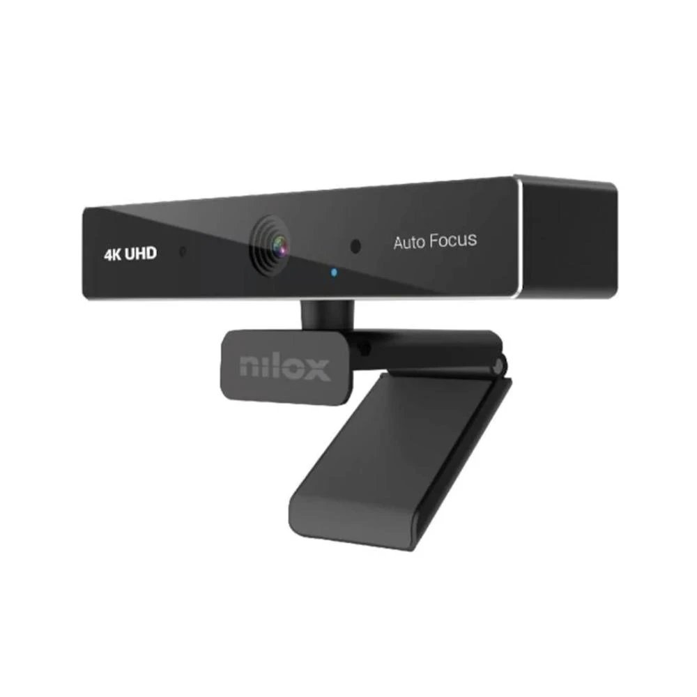Nilox - Webcam NXWCA4K13 4K UHD 3840x2160 píxeles con micrófono dual integrado, diseño con clip para portátil y compatibilidad plug & play USB 2.0