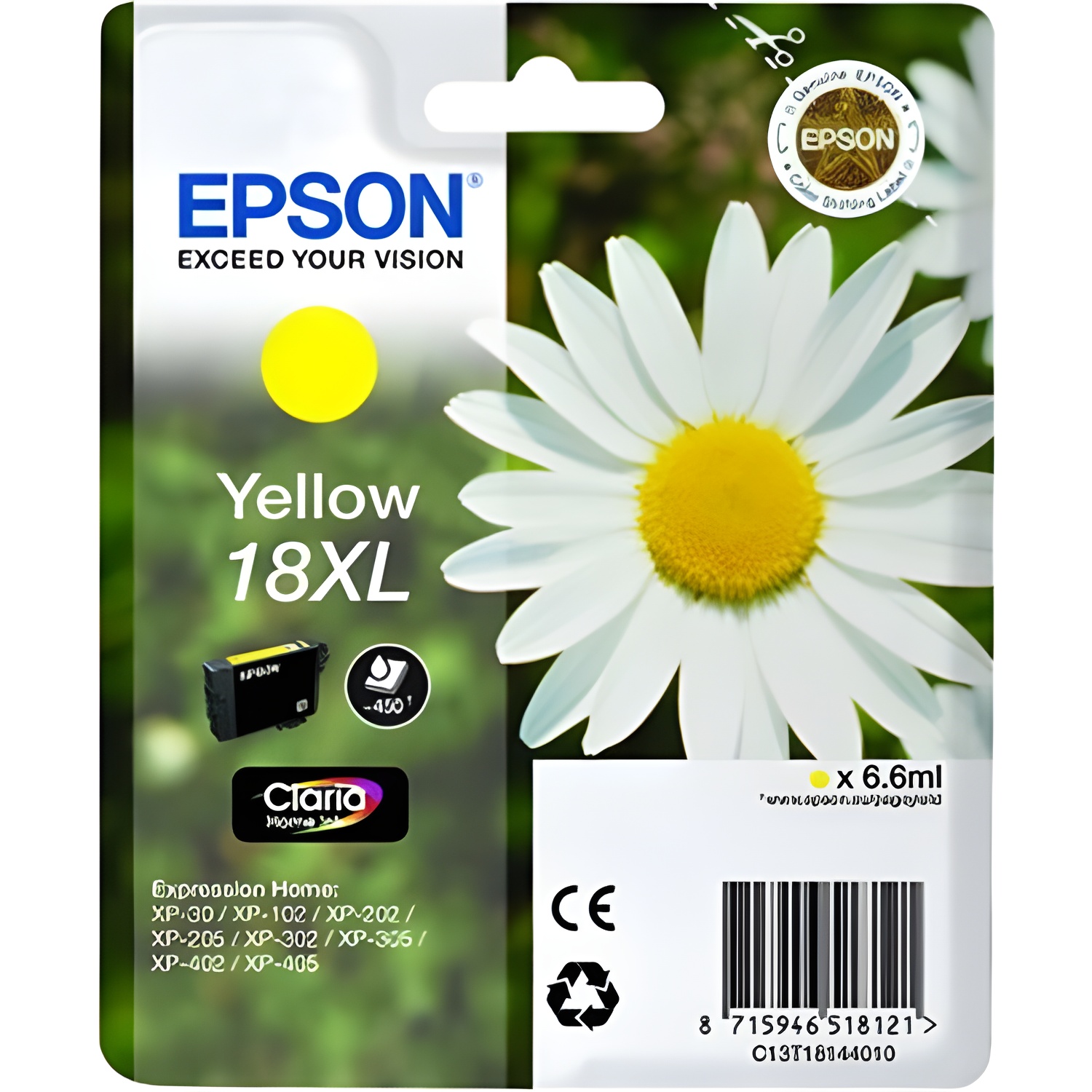 Epson cartucho amarillo 18xl claria home pack 1 expression home xp-/102/205/305/405