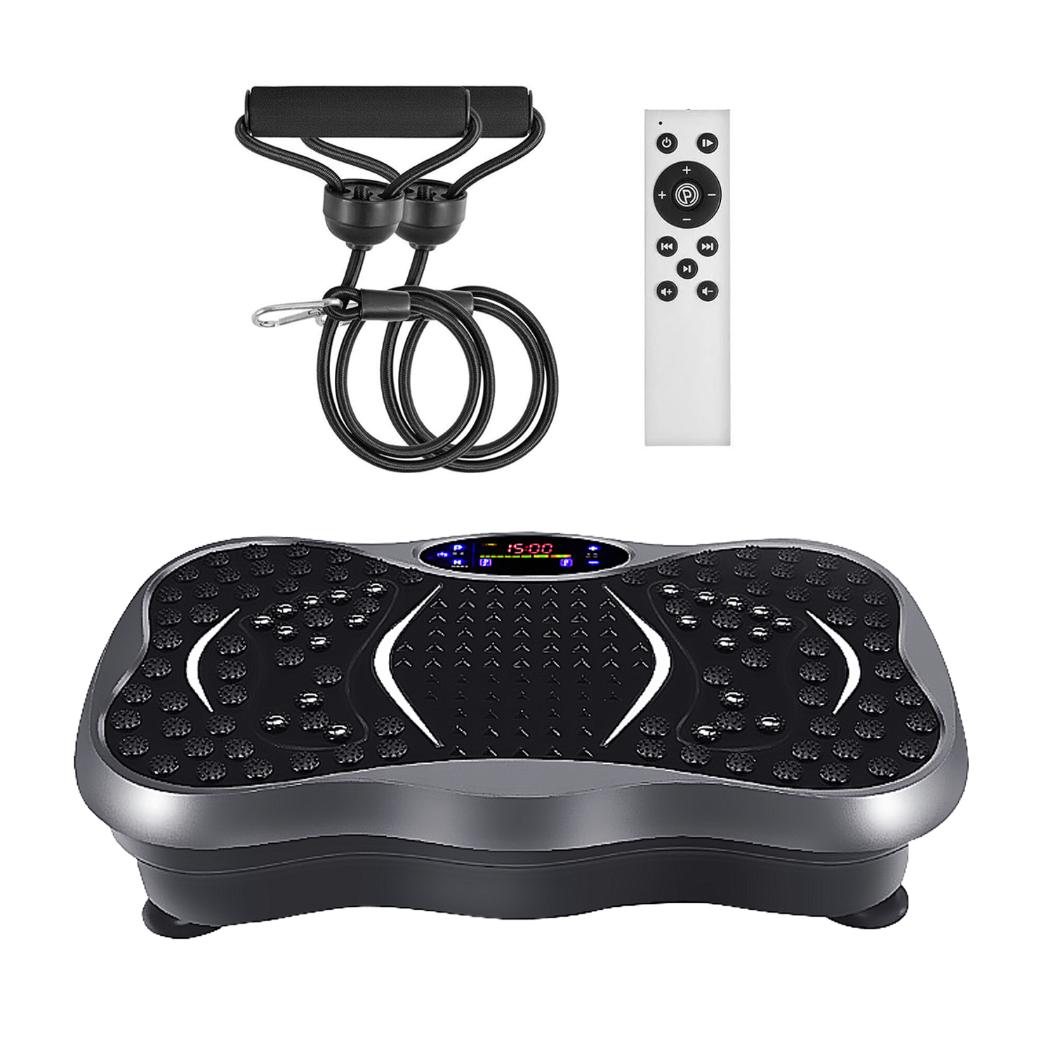 DAM. Plataforma de vibración de terapia estética y salud integral. Reflexología magnética con 99 velocidades, 5 modos, control remoto y música bluetooth. 54x31x13cm.