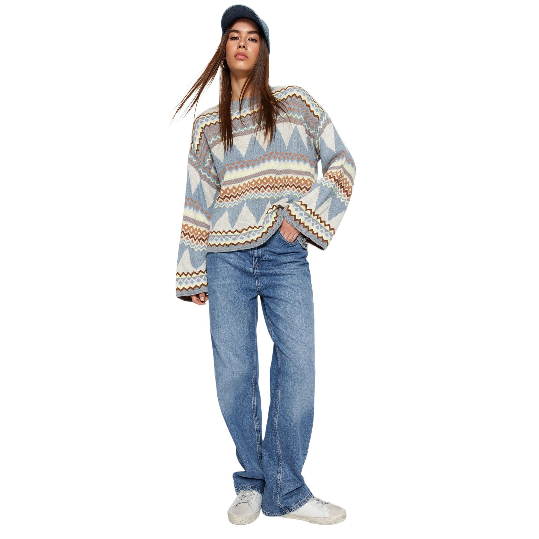 Trendyol Mujer Gris Suéter De - 100% Acrílico - S/36/8 Mediano