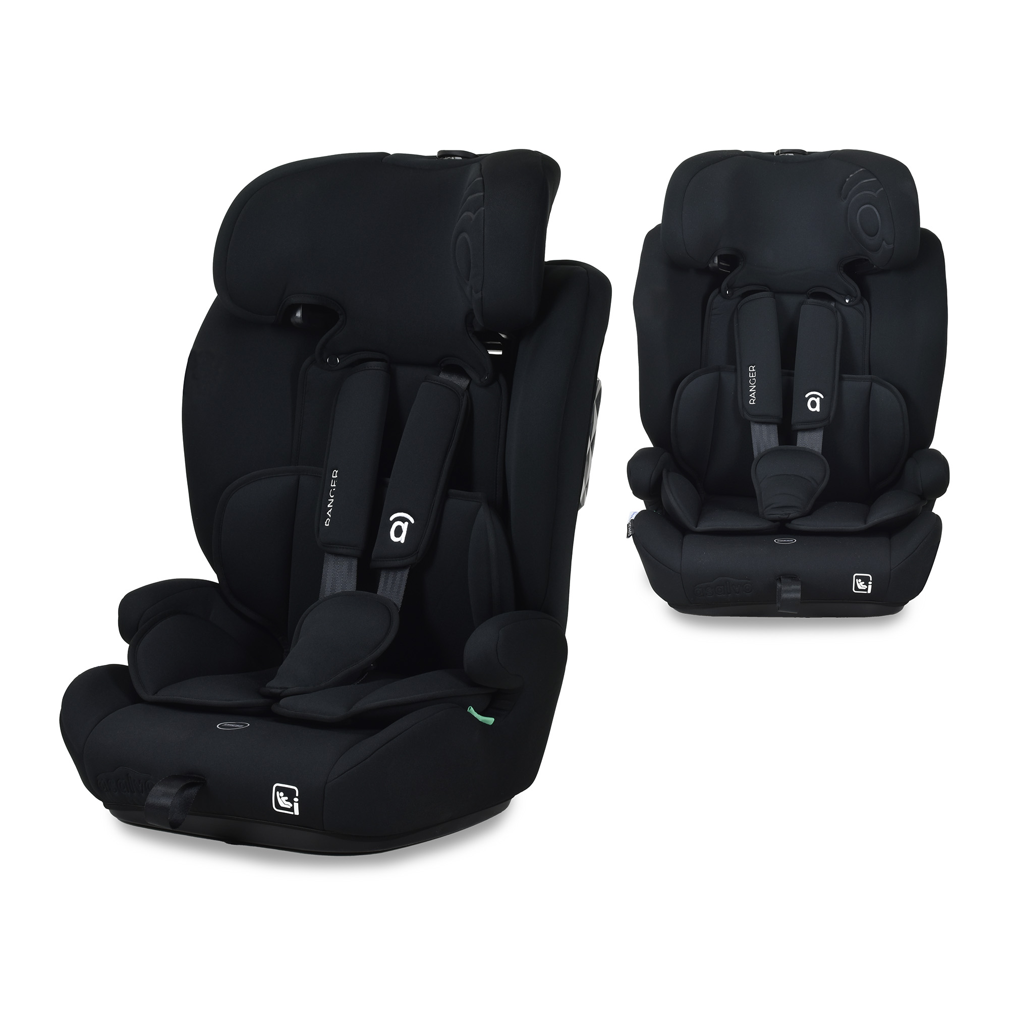 Asalvo Silla de Auto Ranger i-Size 76–150 cm – Instalación Fácil con Cinturón, Reposacabezas Ajustable, Textil Lavable y Protección Lateral Premium