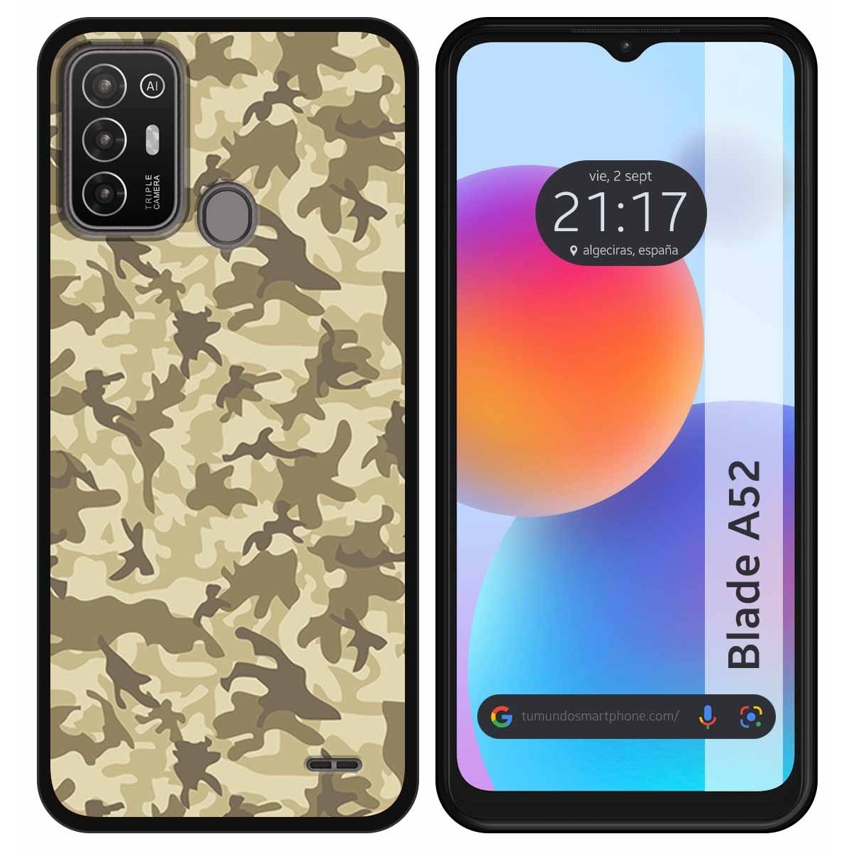 Funda Silicona para ZTE Blade A52 diseño Sand Camuflaje Dibujos